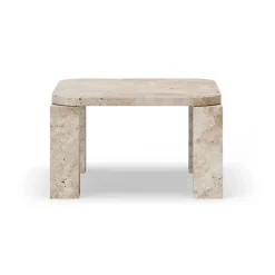 Table basse Atlas 60x60 cm, Unfilled Travertine