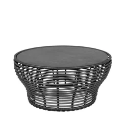 Table basse Basket, Fossil black, grand, socle tressé gris