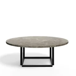 Table basse Florence, gris du marais marble, ø 90 cm, structure noire