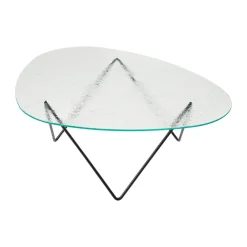 Table basse Pedrera, Noir semi-mat-verre structuré transparent