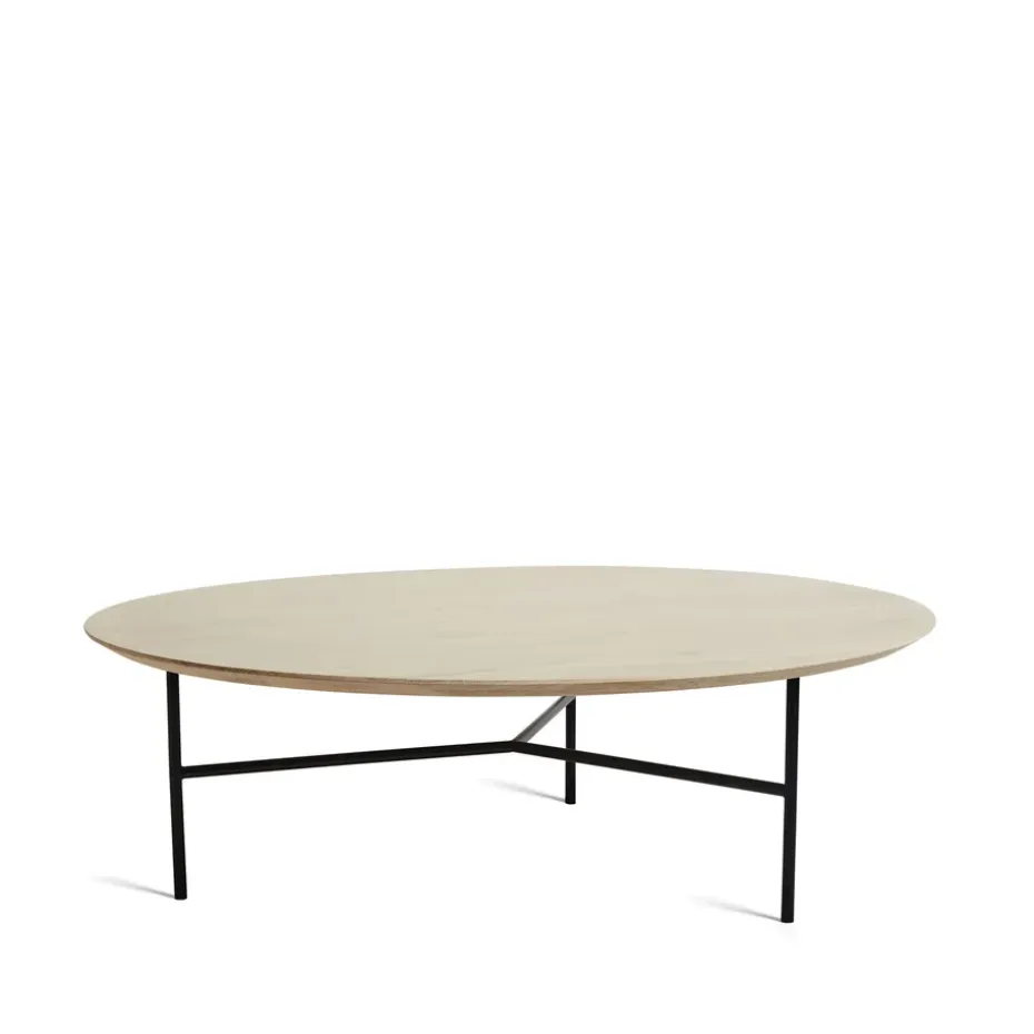 Table basse Tribeca, Chêne ciré rustique, pieds noirs, Ø110 cm
