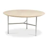 Table basse Tribeca, Chêne ciré rustique, pieds chromés satinés, Ø80 cm