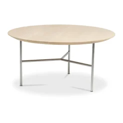 Table basse Tribeca, Chêne ciré rustique, pieds chromés satinés, Ø80 cm