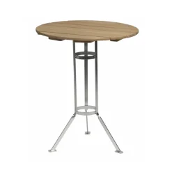 Table Brasserie à trois pieds, Chêne huilé-structure en acier avec galvanisation à chaud
