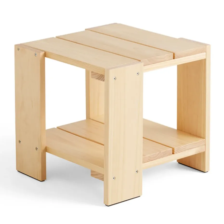 Table Crate Side Table 49,5x49,5x45 cm pin laqué, Water-based lacquered pinewood
