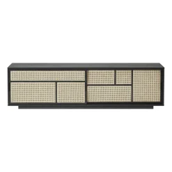 Table d'appoint Air, bas, noir, rotin