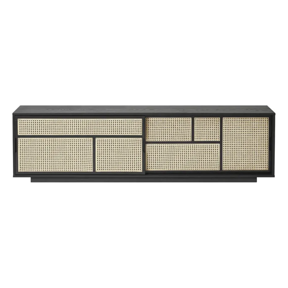 Table d'appoint Air, bas, noir, rotin