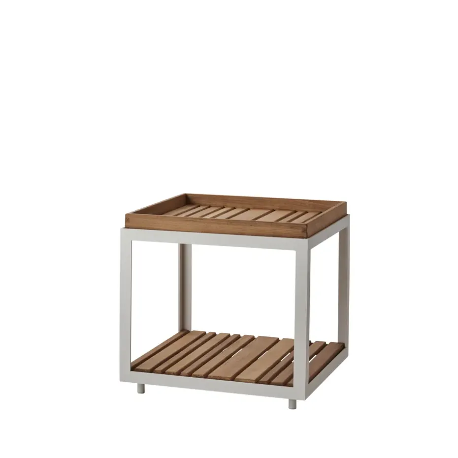 Table d'appoint Level, Teck, support blanc
