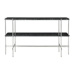 Table d’appoint TS Console 120x30x72 cm, Black marquina marble-acier