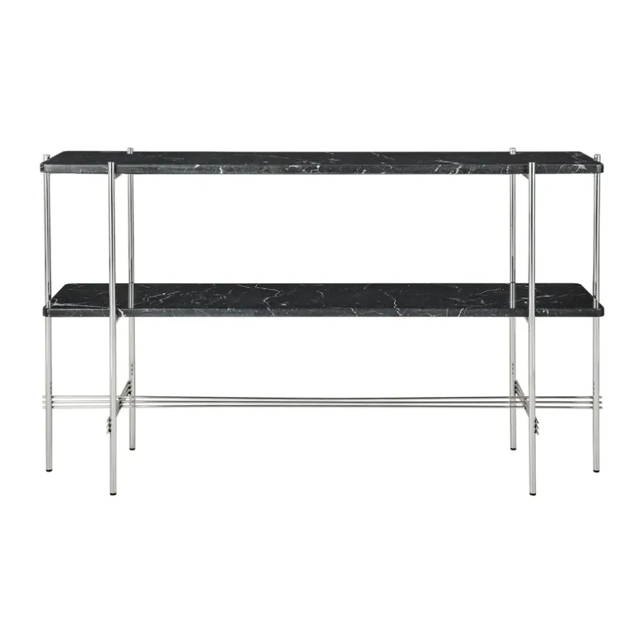 Table d’appoint TS Console 120x30x72 cm, Black marquina marble-acier
