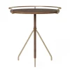 Table d’appoint Umanoff noyer et laiton poli, 45 cm
