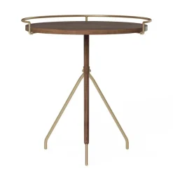 Table d’appoint Umanoff noyer et laiton poli, 45 cm