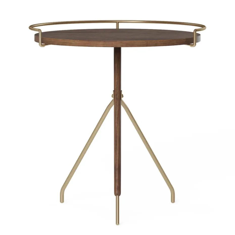 Table d’appoint Umanoff noyer et laiton poli, 45 cm