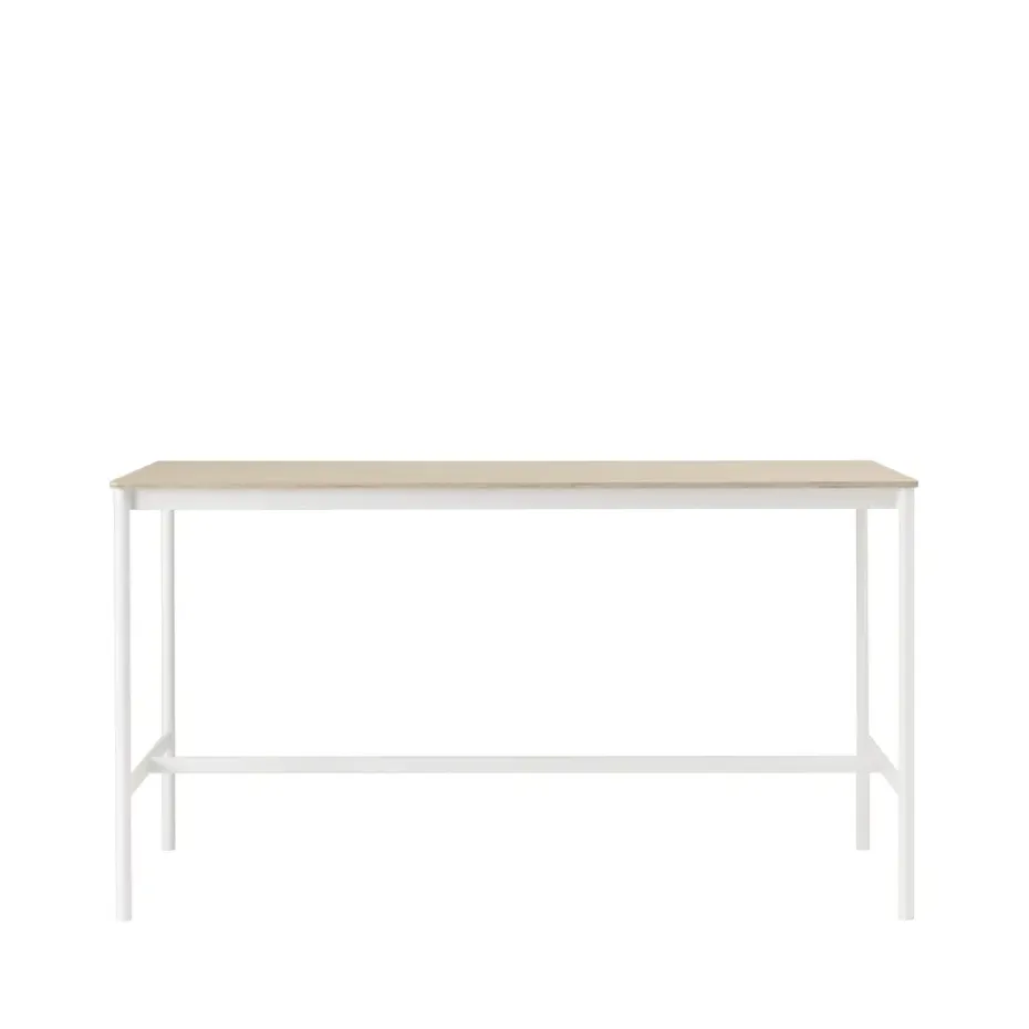 Table de bar Base High, oak, structure blanche, bord en contreplaqué, l85 L190 H105