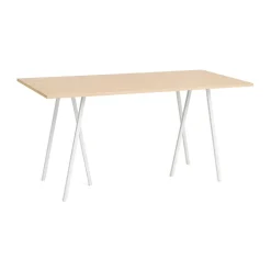 Table de bar Loop Stand incl. support 92,5x200 cm, White-clear lacq. oak