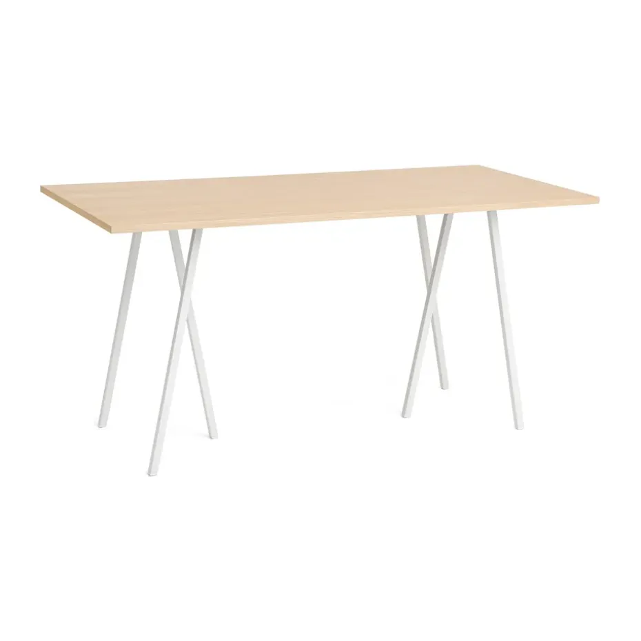 Table de bar Loop Stand incl. support 92,5x200 cm, White-clear lacq. oak