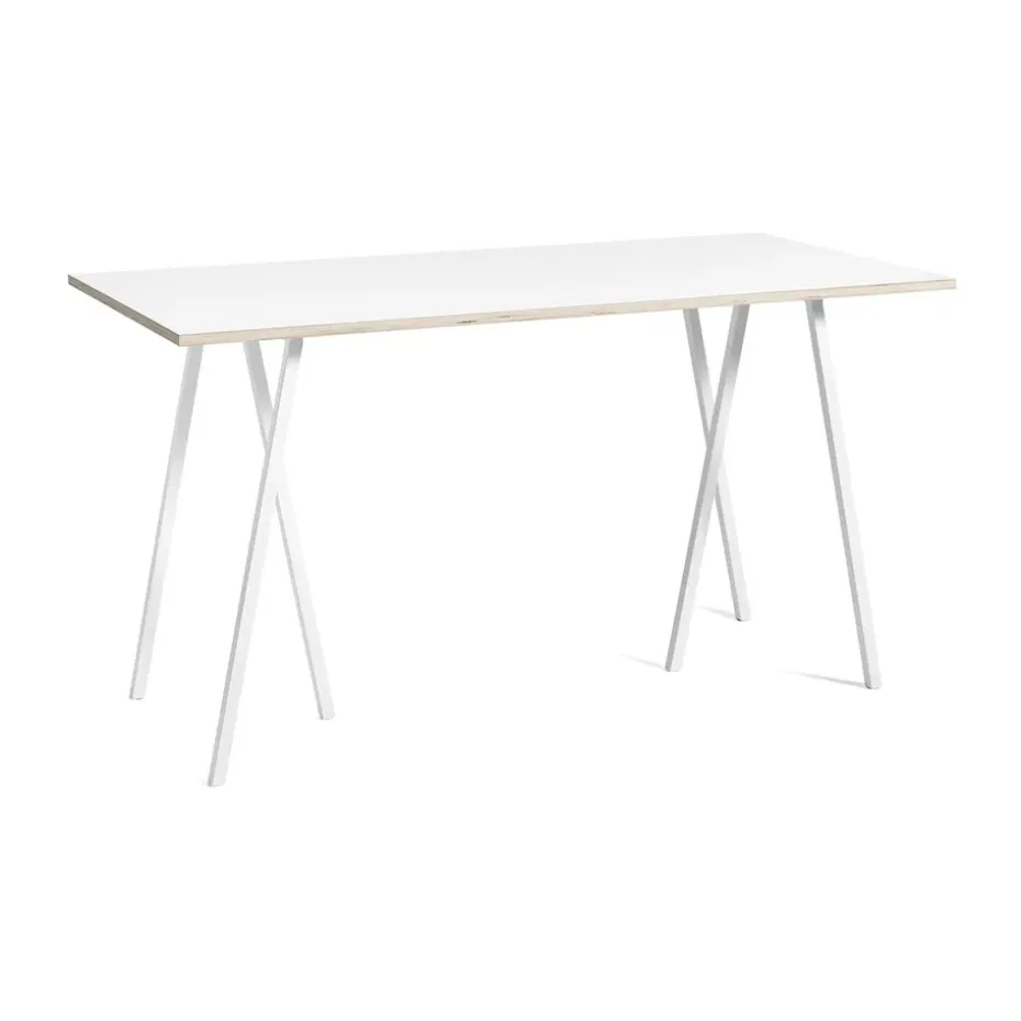 Table de bar Loop Stand incl. support 87,5x180 cm, White-white laminate-plywood