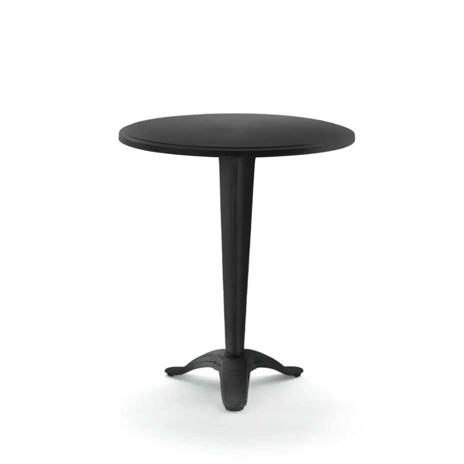 Table de café Calais, Noir, support noir, petit pied