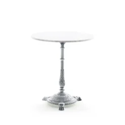 Table de café Classic, Marbre blanc, support en aluminium brut