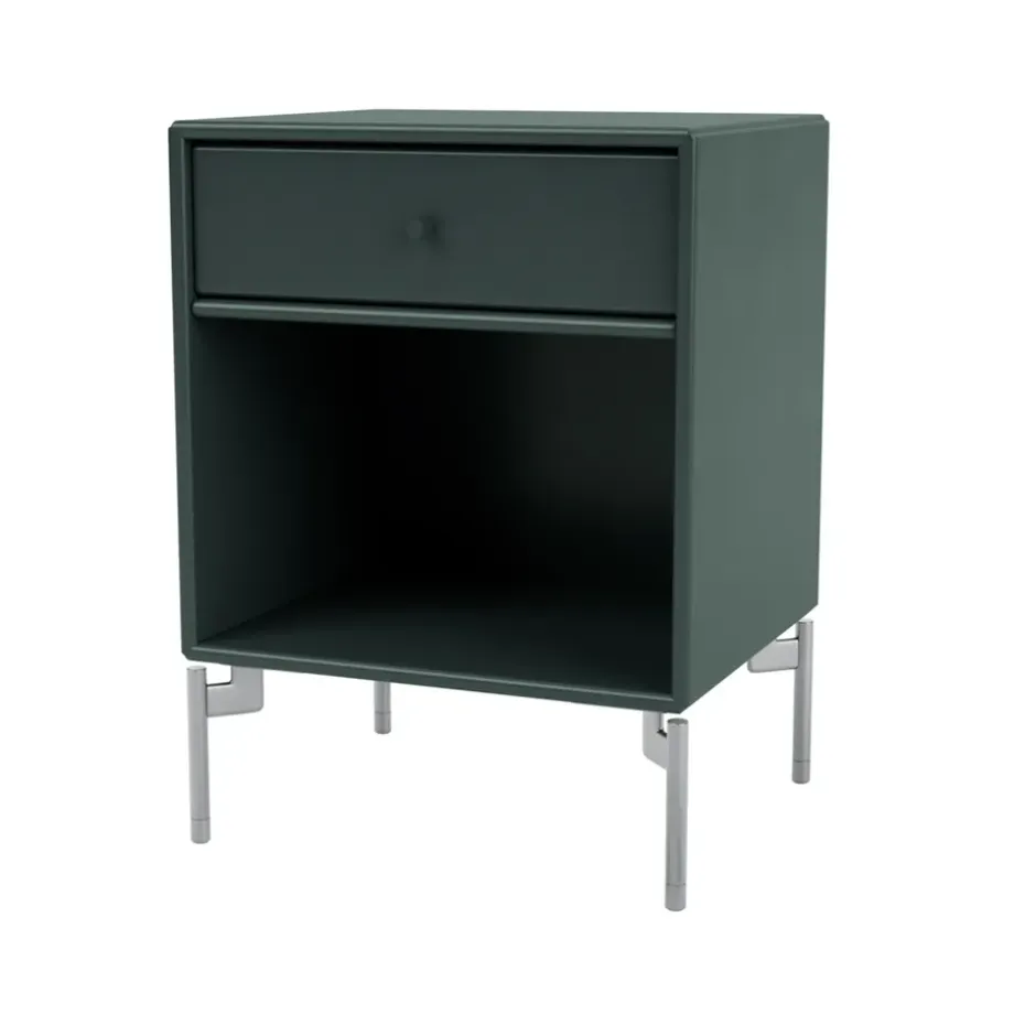 Table de chevet Dream, black jade 163, pieds chromés