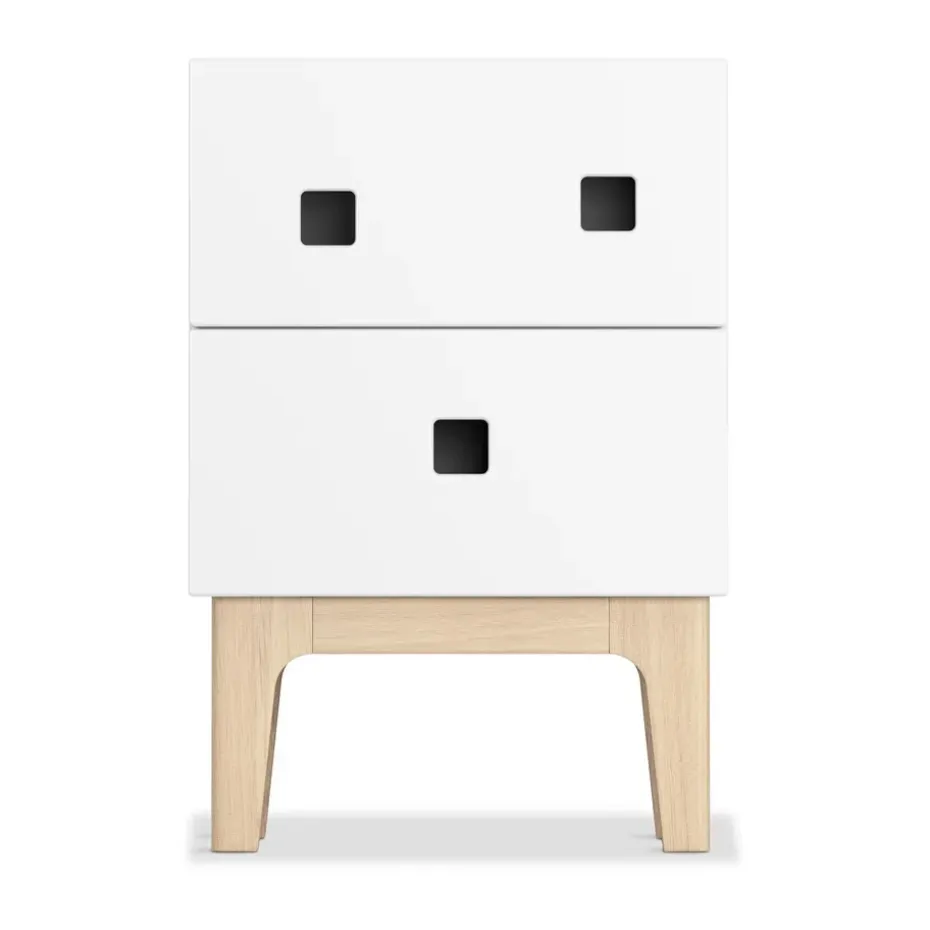 Table de chevet Peep S1, blanc, chêne pigmenté blanc