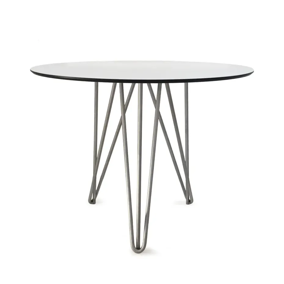 Table High Tech, ø90 cm, Blanc -structure en acier avec galvanisation à chaud