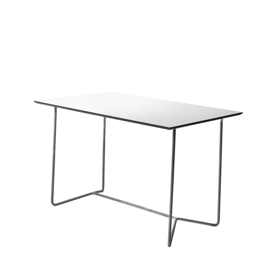 Table High Tech rectangulaire, Blanc-structure en acier avec galvanisation à chaud