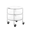 Table roulante Chicago I, Stratifié blanc-chrome