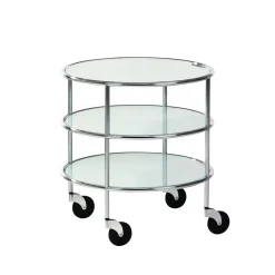 Table roulante Chicago I, Verre dépoli-chrome