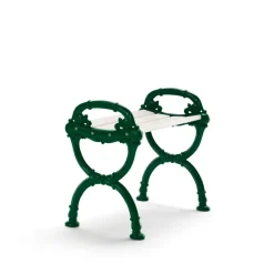 Tabouret Byarum, Pin laqué blanc, support vert