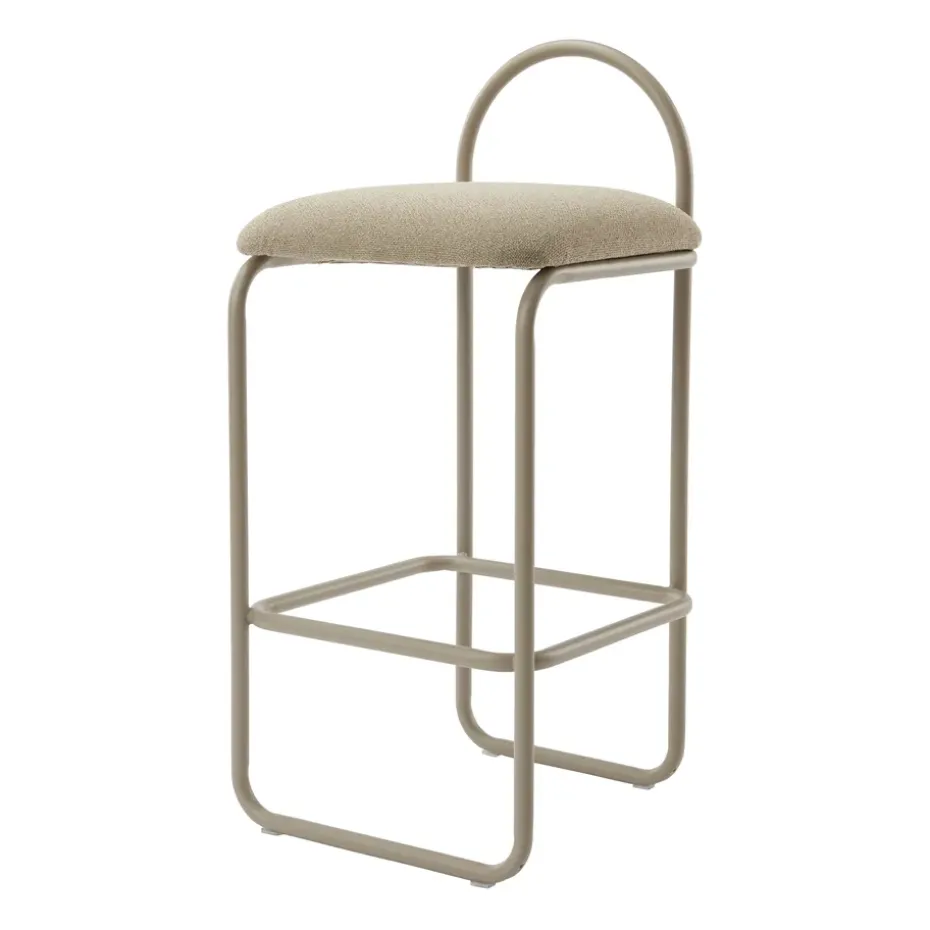 Tabouret de bar Angui bouclé, Taupe