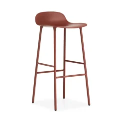 Tabouret de bar Form haut, red, pieds en acier laqué rouge