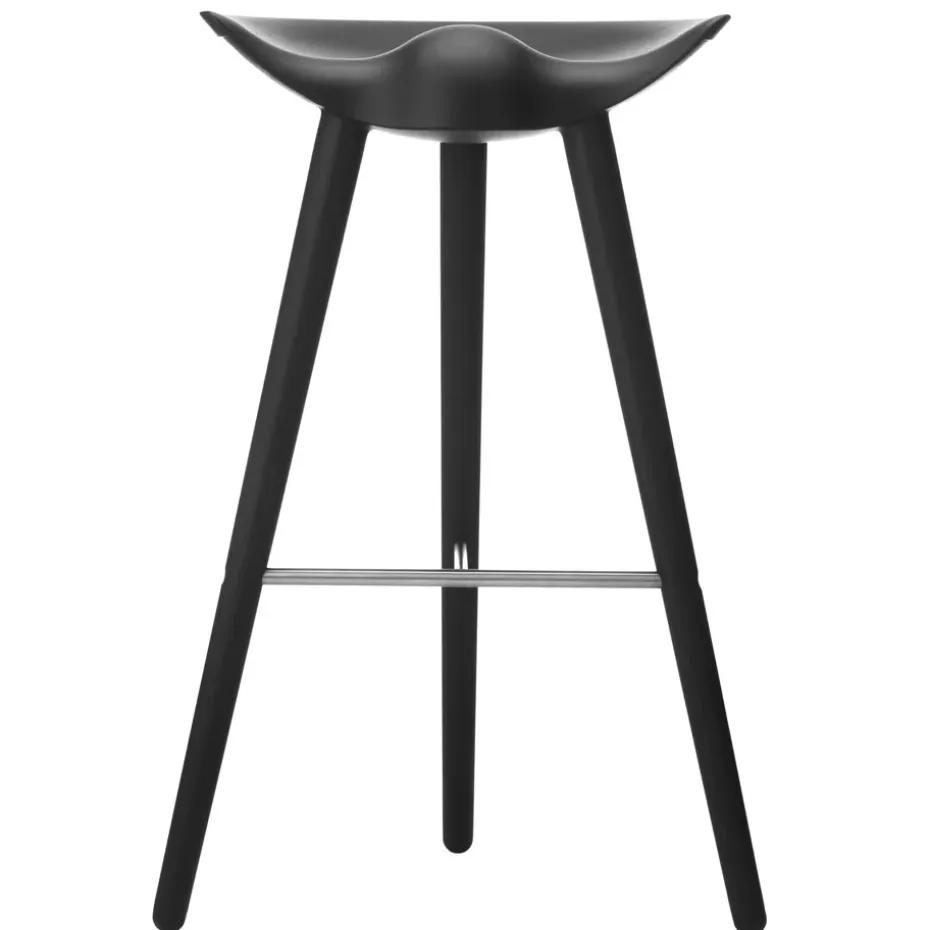 Tabouret de bar ML42 77 cm, Hêtre lasuré noir-acier
