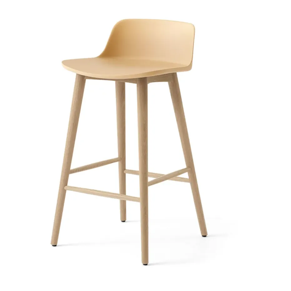 Tabouret de bar Rely HW118, Chêne laqué Beige sand, 65 cm