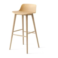 Tabouret de bar Rely HW123, Chêne laqué Beige sand, 75 cm