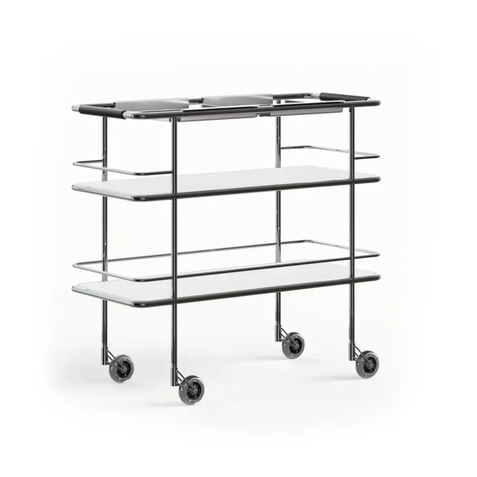 Tabouret de bar S70-3, Laminé blanc - base en chrome