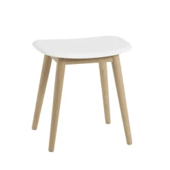 Tabouret Fiber, natural white, pieds en bois