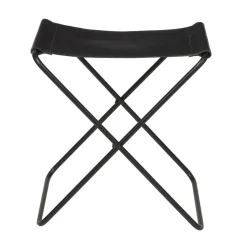 Tabouret Nola cuir, Noir, 45 cm