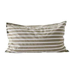 Taie d’oreiller rayée Tell Me More en coton, Olive, 50x90 cm