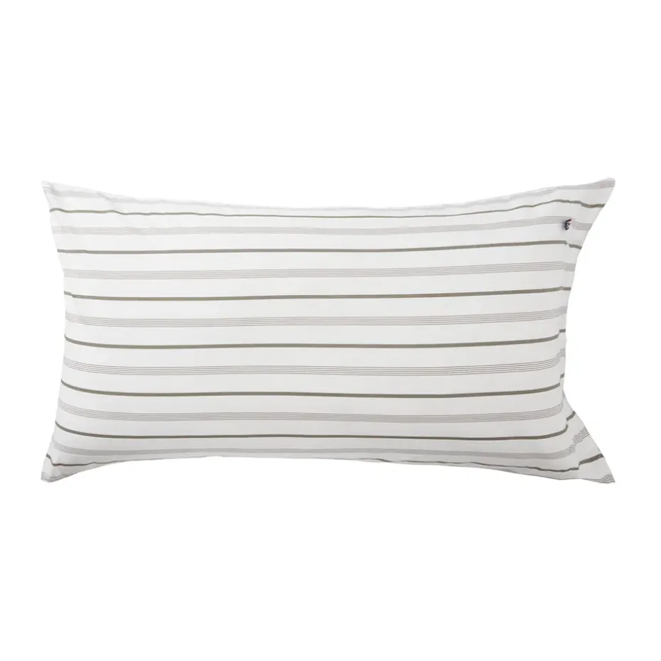 Taie d'oreiller Striped Cotton Poplin 50x90 cm, White