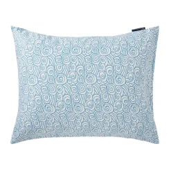 Taie d'oreiller Wave Printed Cotton Sateen 50x60 cm, White-Blue