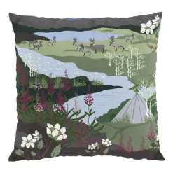 Taie Fjällvandring 47x47 cm, Bleu-vert