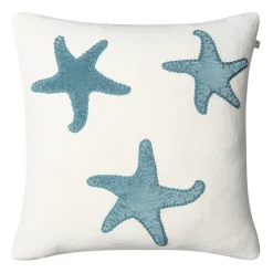 Taie Star Fish 50x50 cm, Off white-heaven blue