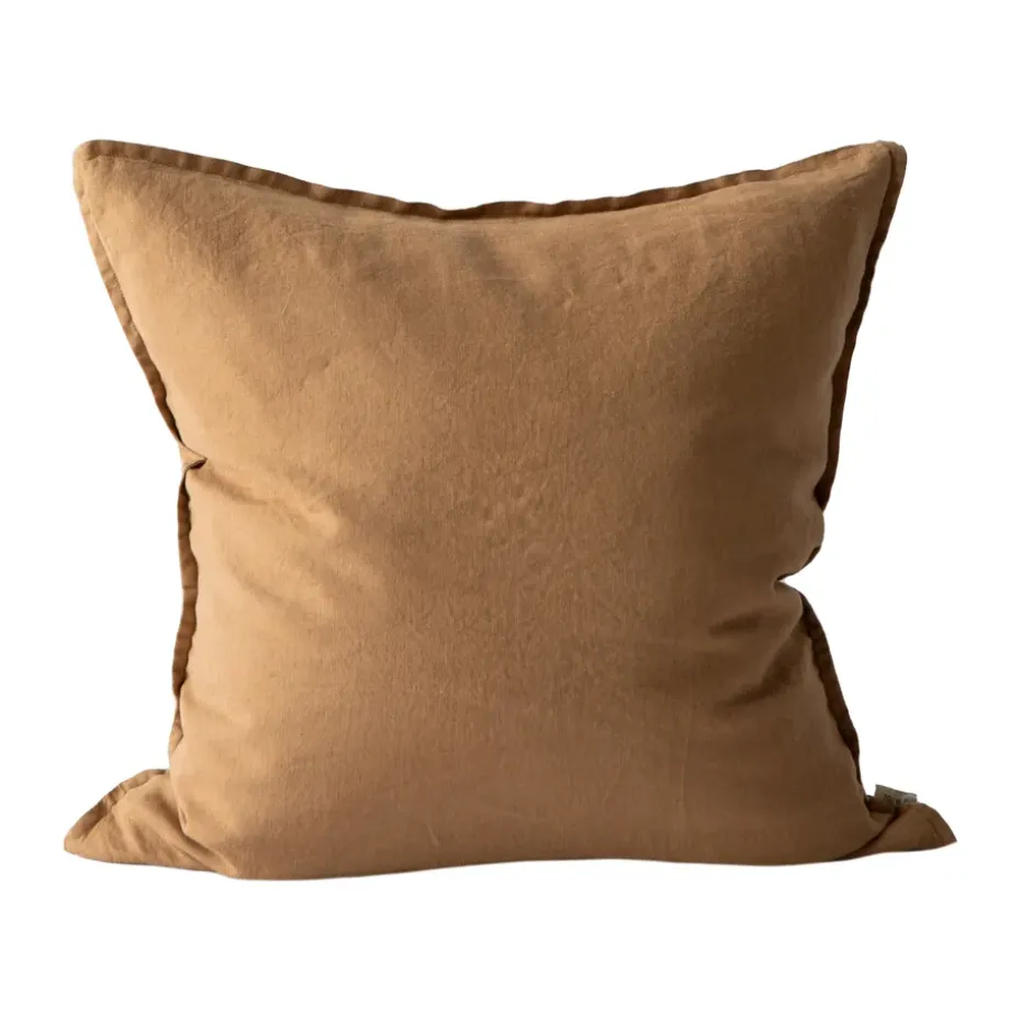 Taie Washed linen 50x50cm, Noisette