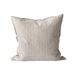 Taie Washed linen 50x50cm, Rayure de noisette
