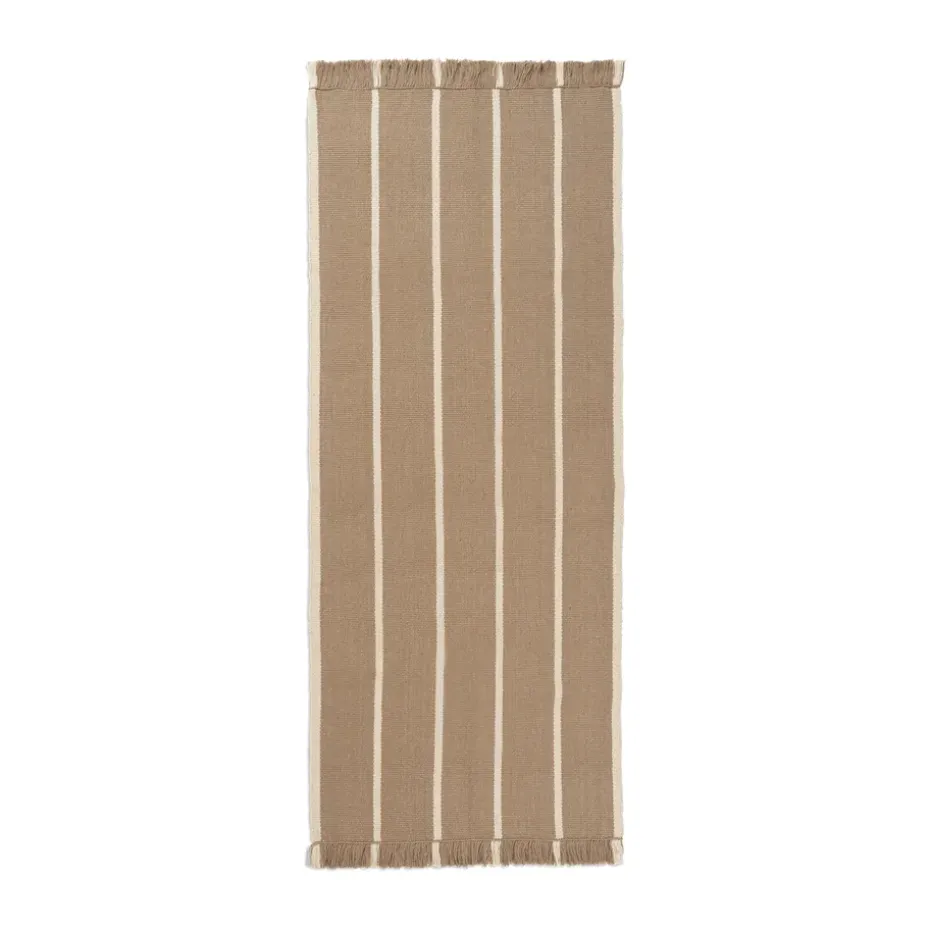 Tapis de couloir Calm kelim, Dark Sand, Off-white, 80x200 cm
