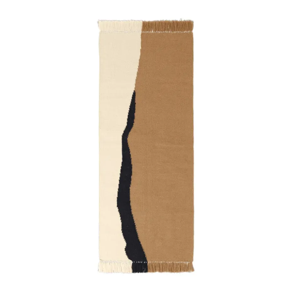 Tapis de couloir Soil Kelim, Dark sand-off white, 70x180 cm