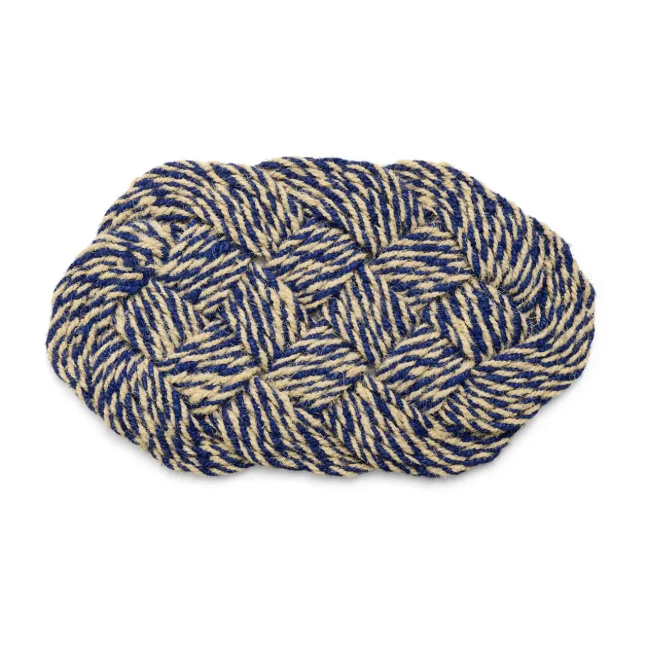 Tapis de porte Coco 40x80 cm, Swirl blue-off white