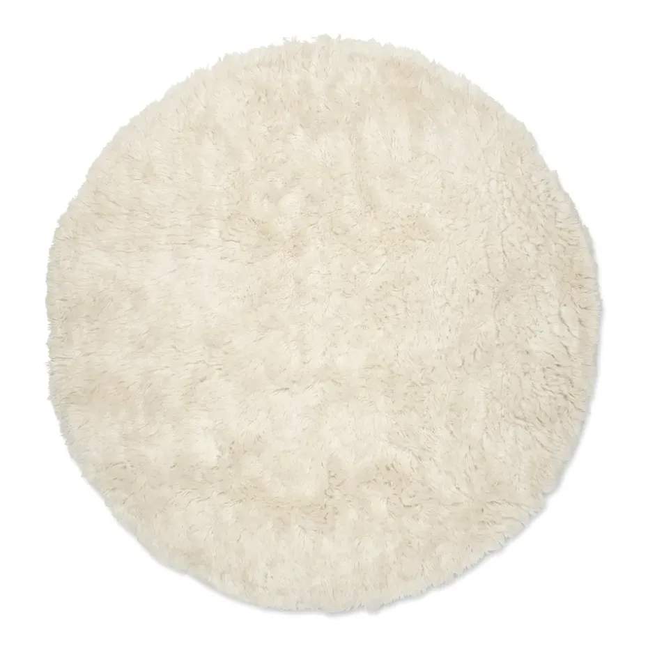 Tapis en laine Cloudy Ø160 cm, Blanc nature