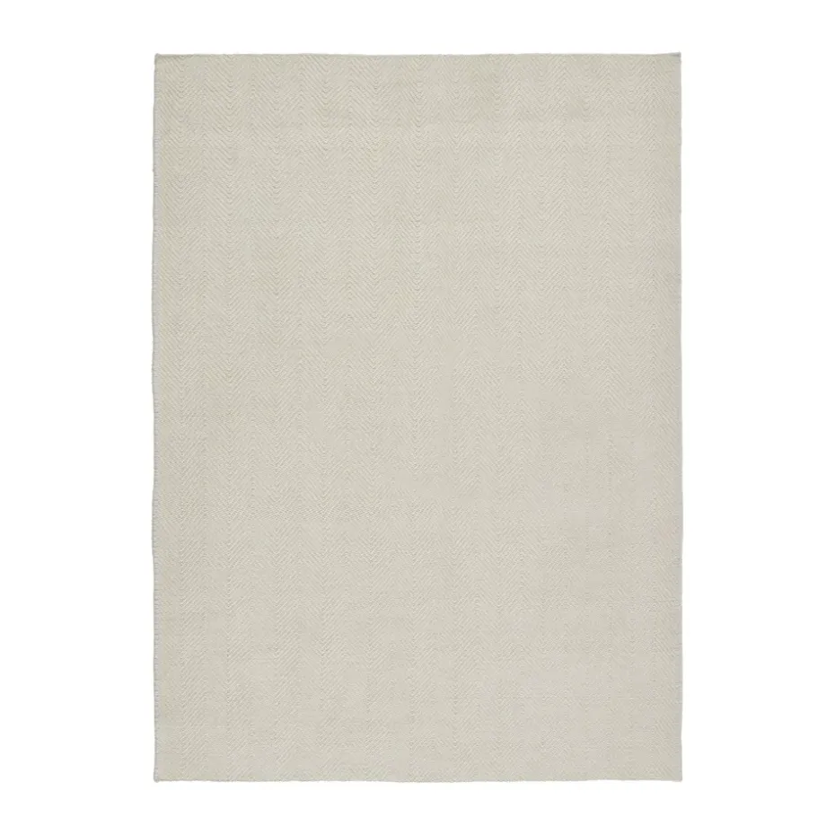 Tapis en laine Furrow blanc nature, 170x240 cm